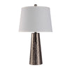 Accent Table Lamp | White Shade | Brushed Nickel Hammered Base | 26"