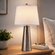 Accent Table Lamp | White Shade | Brushed Nickel Hammered Base | 26"