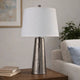 Accent Table Lamp | White Shade | Brushed Nickel Hammered Base | 26"