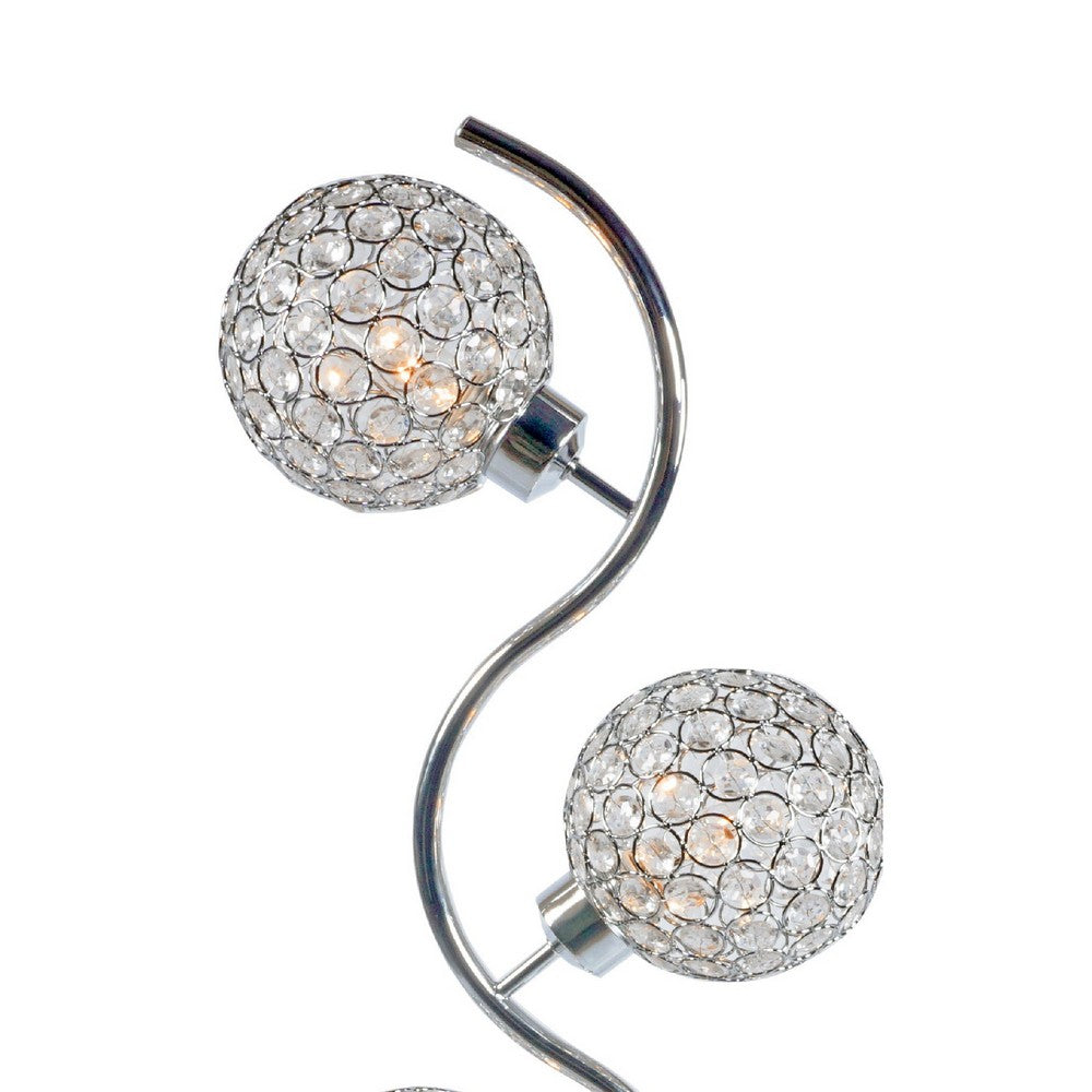 Crystal Globe Table Lamp with Triple Light | Chrome Finish | 32"