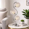Crystal Globe Table Lamp with Triple Light | Chrome Finish | 32"