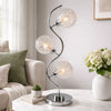 Crystal Globe Table Lamp with Triple Light | Chrome Finish | 32"