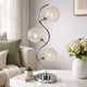 Crystal Globe Table Lamp with Triple Light | Chrome Finish | 32"