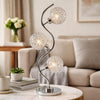 Crystal Globe Table Lamp with Triple Light | Chrome Finish | 32"
