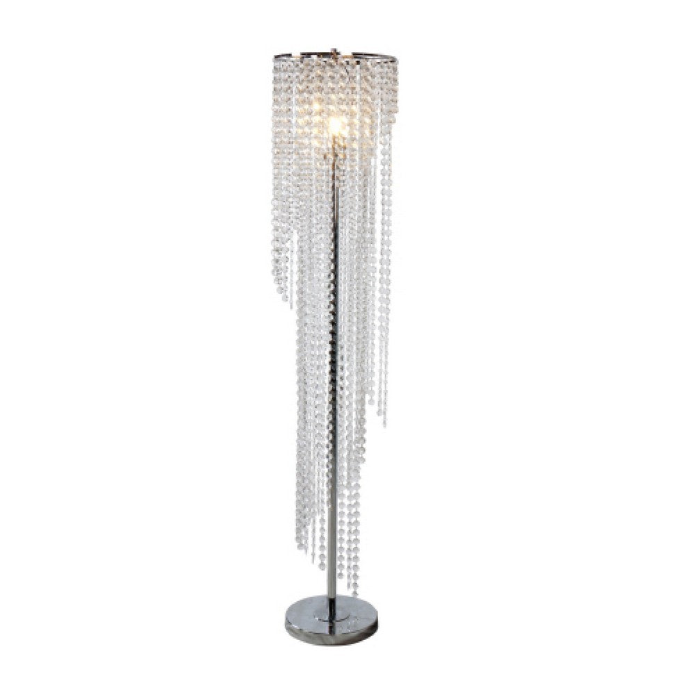 Classic Floor Lamp | Cascading Crystal Design | 61" Chrome Metal