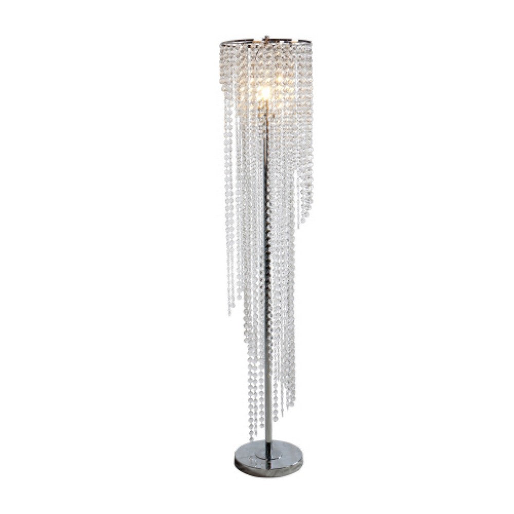 Classic Floor Lamp | Cascading Crystal Design | 61" Chrome Metal