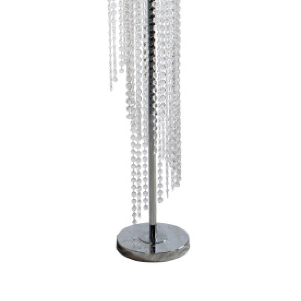 Classic Floor Lamp | Cascading Crystal Design | 61" Chrome Metal
