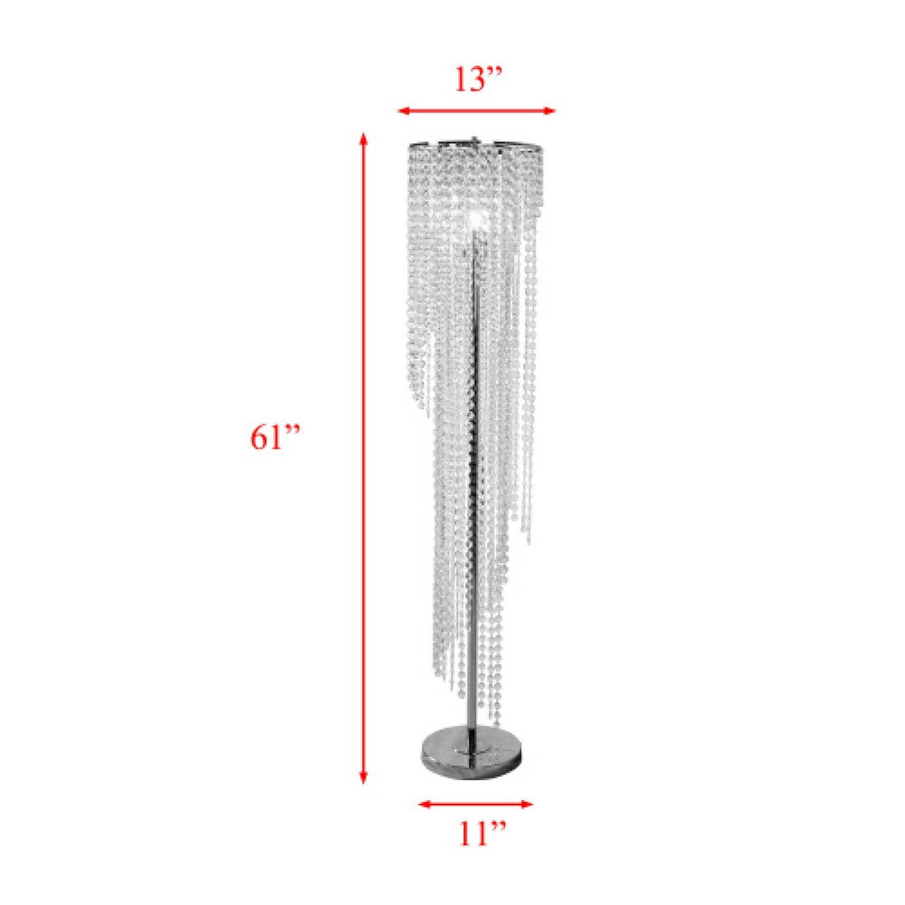 Classic Floor Lamp | Cascading Crystal Design | 61" Chrome Metal