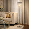 Classic Floor Lamp | Cascading Crystal Design | 61" Chrome Metal