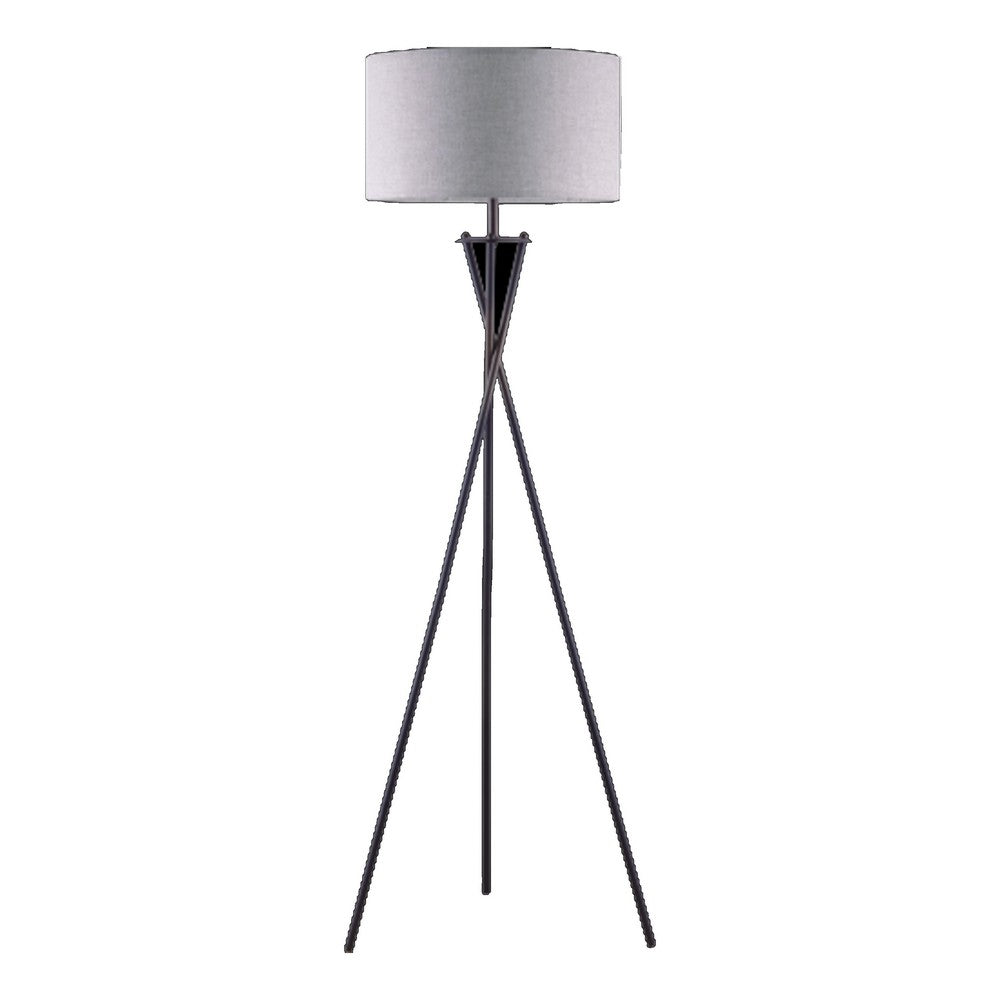 Floor Lamp with Beige Drum Shade | 65" Bronze Metal Tripod Base