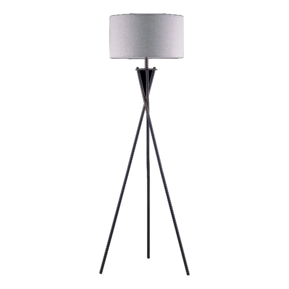 Floor Lamp with Beige Drum Shade | 65" Bronze Metal Tripod Base