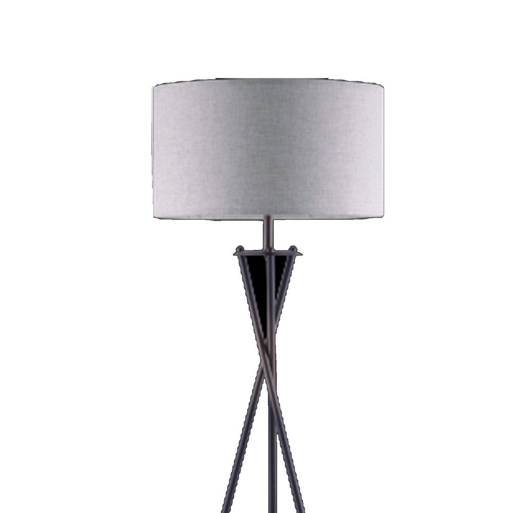 Floor Lamp with Beige Drum Shade | 65" Bronze Metal Tripod Base