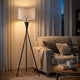 Floor Lamp with Beige Drum Shade | 65" Bronze Metal Tripod Base