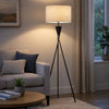 Floor Lamp with Beige Drum Shade | 65" Bronze Metal Tripod Base