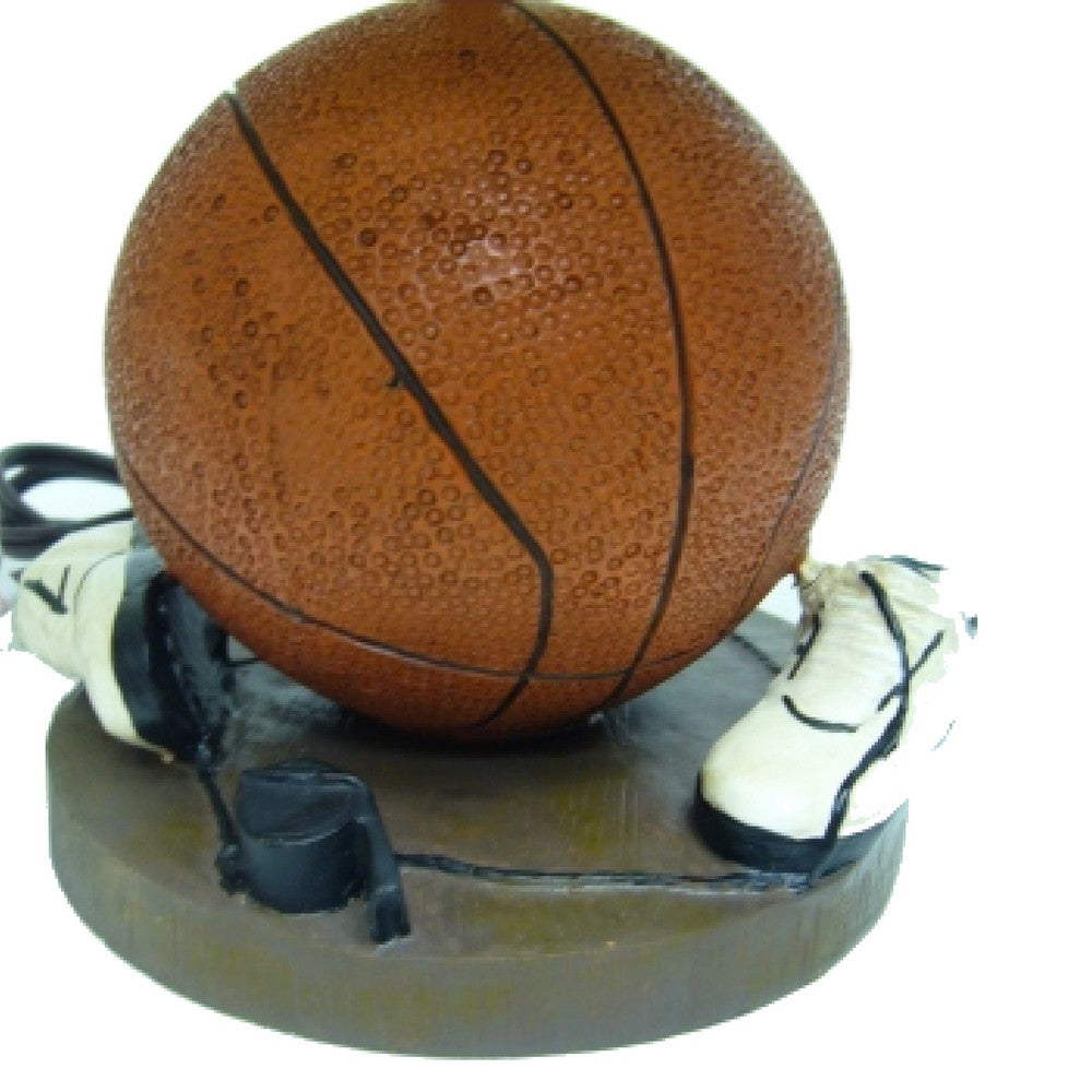 Basketball Table Lamp with White Fabric Shade | Sports Fans Brown 16"