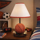 Basketball Table Lamp with White Fabric Shade | Sports Fans Brown 16"