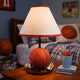 Basketball Table Lamp with White Fabric Shade | Sports Fans Brown 16"