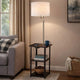Accent Table Lamp with Shelves & USB Ports | 58" | White Drum Shade