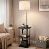 Accent Table Lamp with Shelves & USB Ports | 58" | White Drum Shade