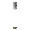 Retro Floor Lamp | 62" | Gray & White Drum Shade | Pull Chain Switch