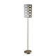 Retro Floor Lamp | 62" | Gray & White Drum Shade | Pull Chain Switch