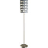 Retro Floor Lamp | 62" | Gray & White Drum Shade | Pull Chain Switch