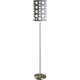 Retro Floor Lamp | 62" | Gray & White Drum Shade | Pull Chain Switch