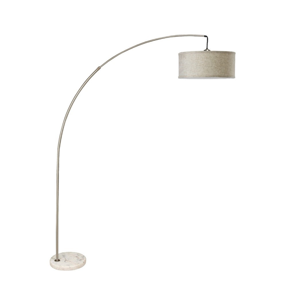 Accent Arch Floor Lamp | 78" | Hanging White Drum Shade | Marble Base