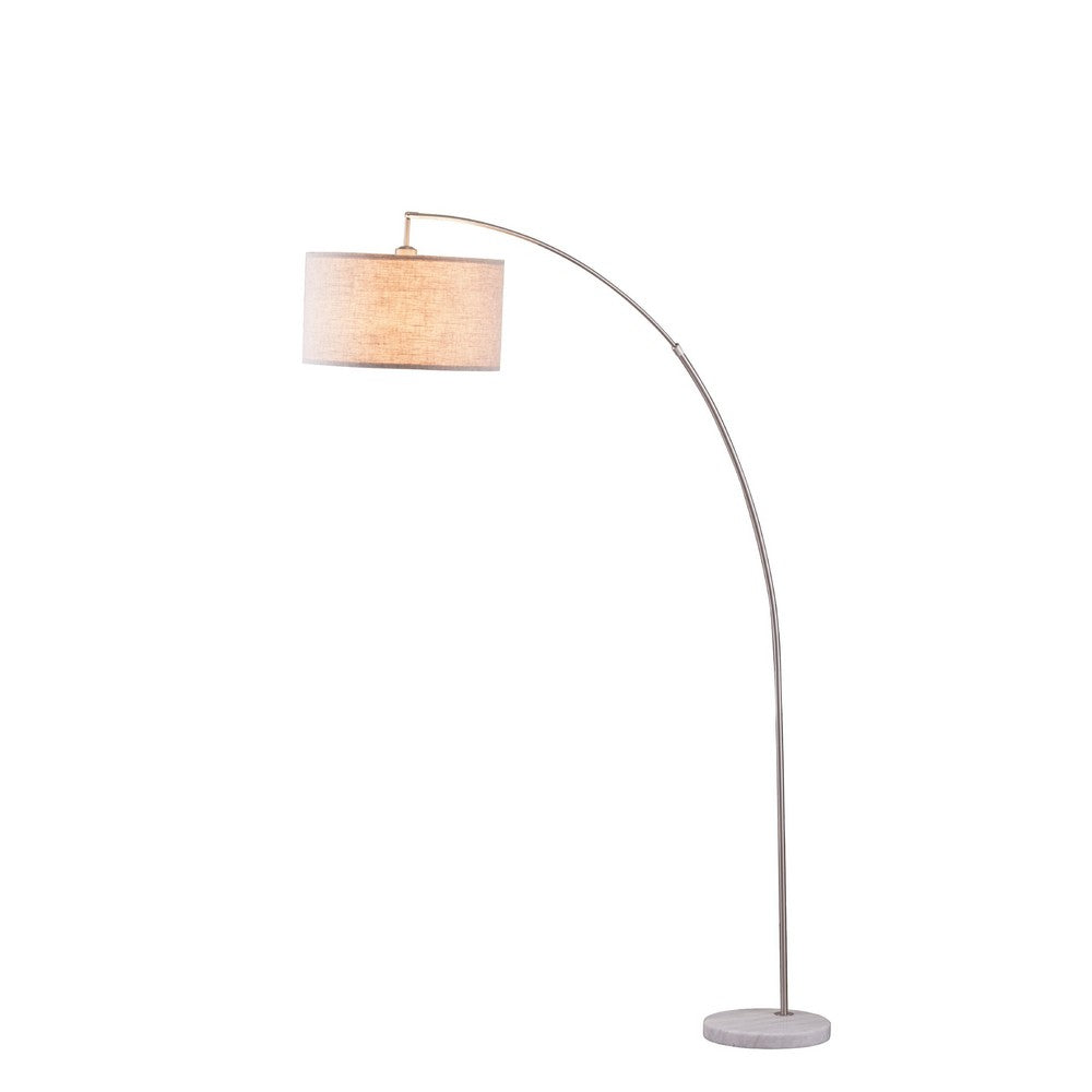 Accent Arch Floor Lamp | 78" | Hanging White Drum Shade | Marble Base