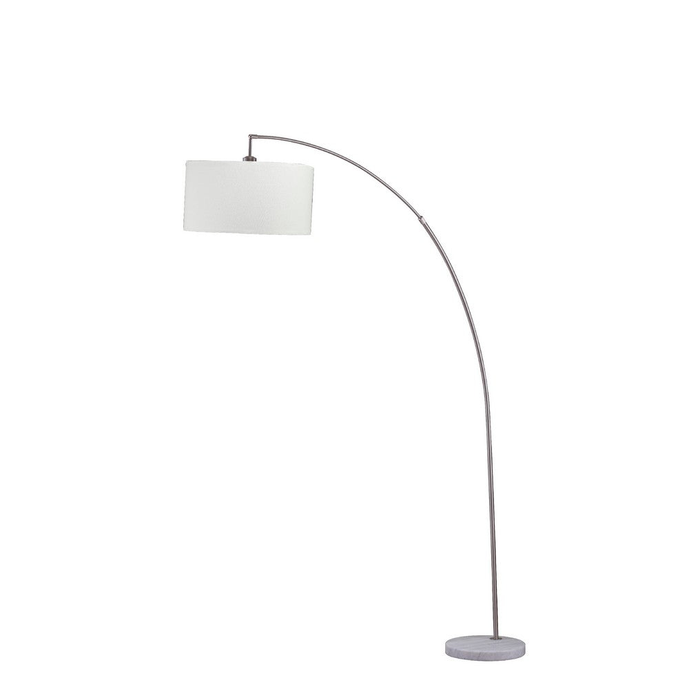 Accent Arch Floor Lamp | 78" | Hanging White Drum Shade | Marble Base