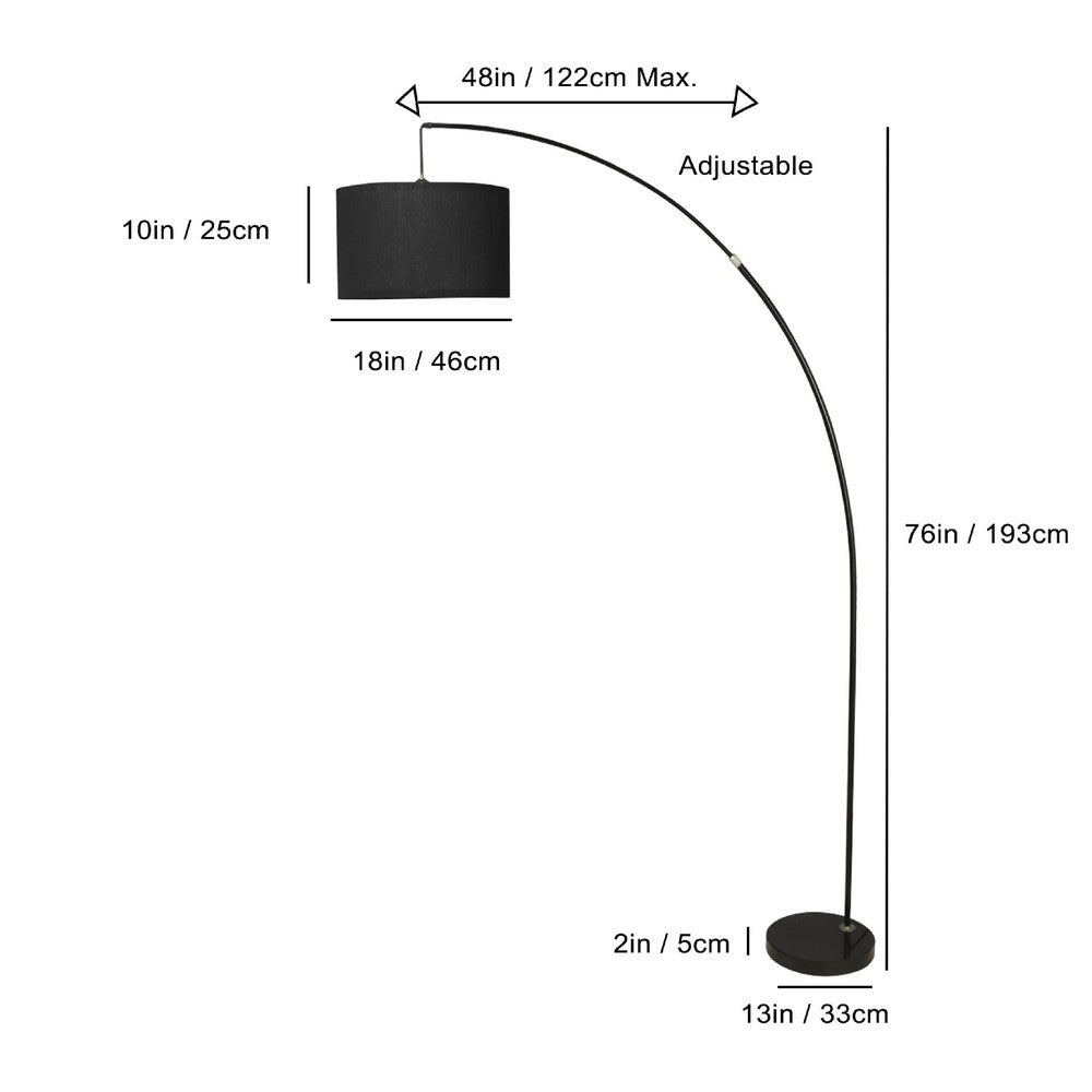 Accent Arch Floor Lamp | 78" | Hanging White Drum Shade | Marble Base