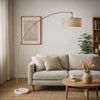 Accent Arch Floor Lamp | 78" | Hanging White Drum Shade | Marble Base