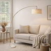 Accent Arch Floor Lamp | 78" | Hanging White Drum Shade | Marble Base