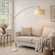 Accent Arch Floor Lamp | 78" | Hanging White Drum Shade | Marble Base