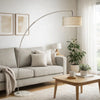 Accent Arch Floor Lamp | 78" | Hanging White Drum Shade | Marble Base