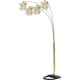 84" Accent Arch Floor Lamp | Hanging 4 Square Crystal Shades | Gold