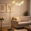 84" Accent Arch Floor Lamp | Hanging 4 Square Crystal Shades | Gold