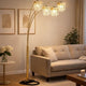 84" Accent Arch Floor Lamp | Hanging 4 Square Crystal Shades | Gold
