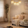 84" Accent Arch Floor Lamp | Hanging 4 Square Crystal Shades | Gold