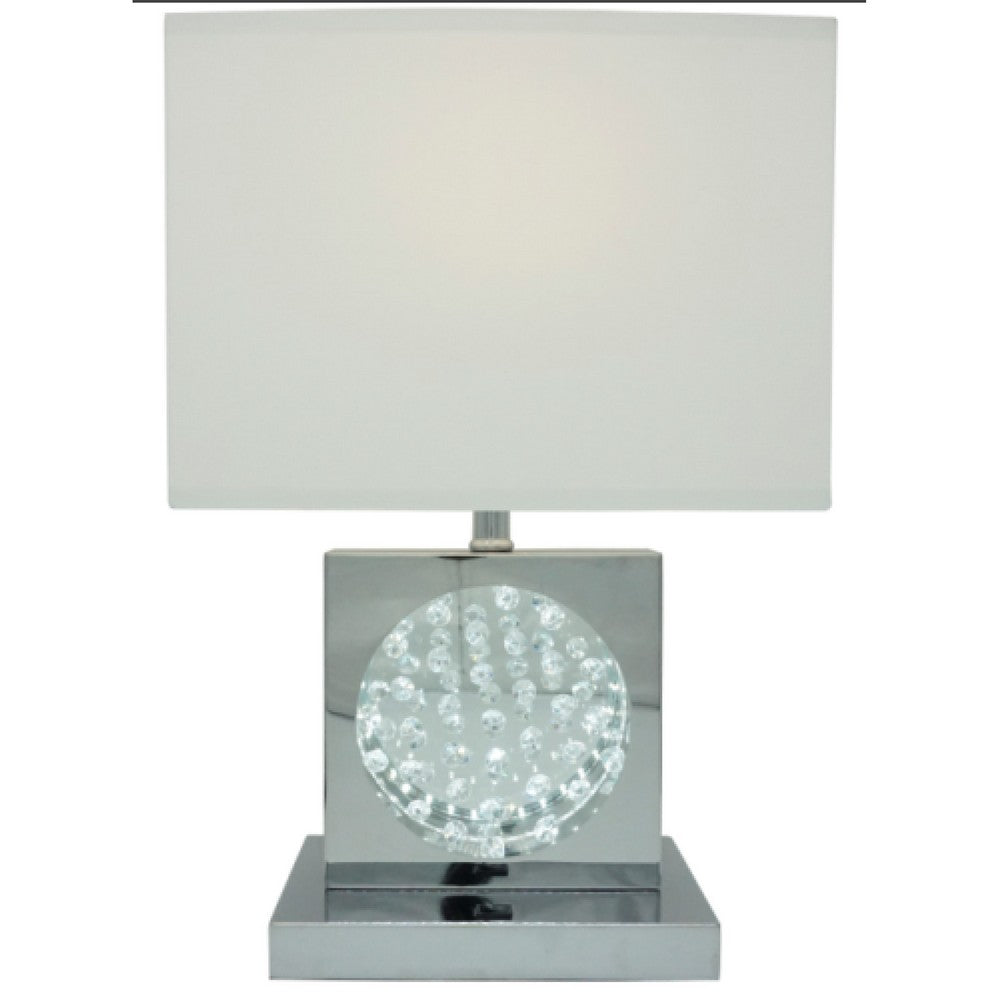 Accent Table Lamp | 22" | Chrome Square Crystal Center with Night Light