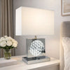 Accent Table Lamp | 22" | Chrome Square Crystal Center with Night Light