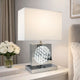 Accent Table Lamp | 22" | Chrome Square Crystal Center with Night Light