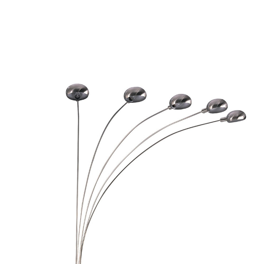 Keny Floor Lamp | 84" | Adjustable 5 Head Caps | Brushed Nickel Finish