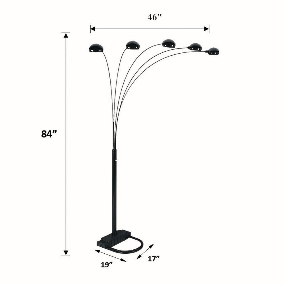Keny Floor Lamp | 84" | Adjustable 5 Head Caps | Brushed Nickel Finish