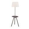 Accent Table Lamp w Side End Table | White Drum Shade | Espresso Brown