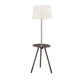 Accent Table Lamp w Side End Table | White Drum Shade | Espresso Brown