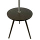 Accent Table Lamp w Side End Table | White Drum Shade | Espresso Brown
