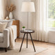 Accent Table Lamp w Side End Table | White Drum Shade | Espresso Brown