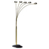 Keny 84" Floor Lamp | 5 Adjustable Cap Style Heads | Gold Metal