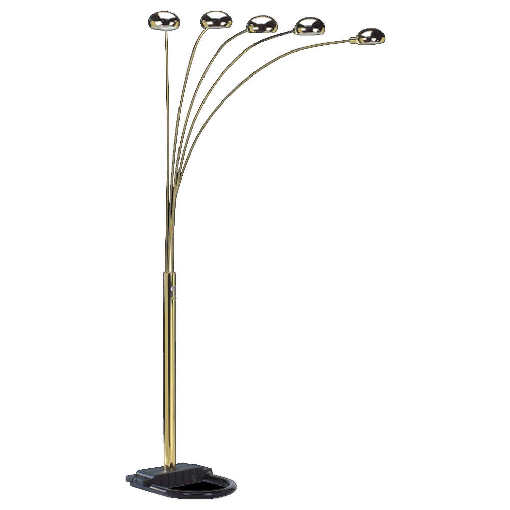 Keny 84" Floor Lamp | 5 Adjustable Cap Style Heads | Gold Metal